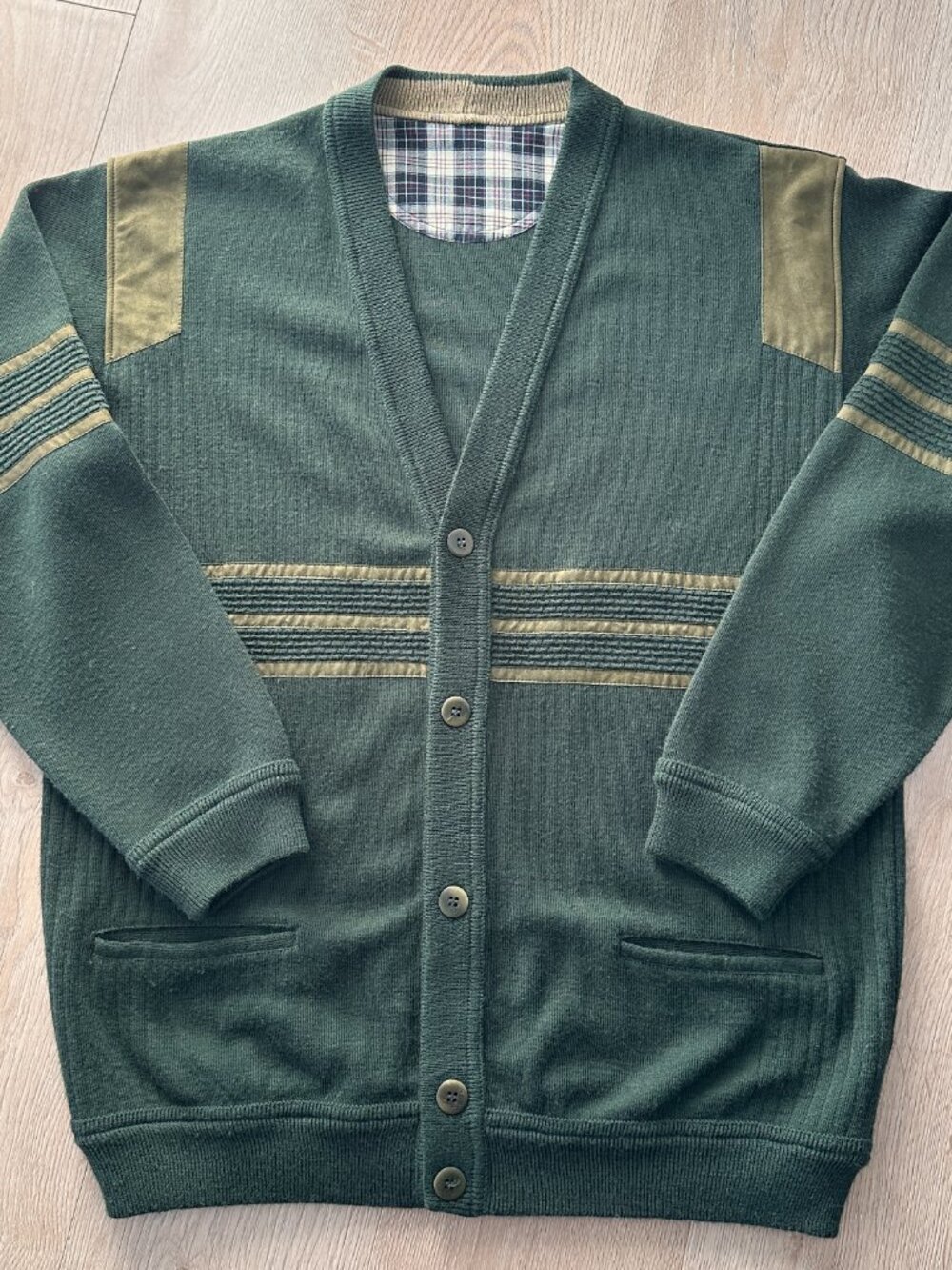 Wool Varsity Cardigan Sweater sz XL - Spruce